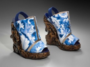 Pair of woman’s shoes, 2011.  Designed by Rodarte, produced by Nicholas Kirkwood. Museum purchase with funds donated by the Fashion Council, Museum of Fine Arts Boston. 