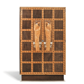  Koloman Moser<br /><br />
Wardrobe from the bedroom of the Eisler von Terramare apartment<br /><br />
1902-03</p><br />
<p>Execution: J. W. Müller, Vienna (?)<br /><br />
Maple (formerly stained grey), marquetry of different woods, mother-of-pearl and ivory inlay<br /><br />
Ernst Ploil, Vienna<br /><br />
