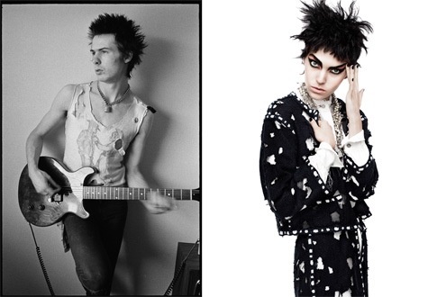 Left: Sid Vicious, 1977. Courtesy of The Metropolitan Museum of Art, Photograph © Dennis Morris - all rights reservedRight: Karl Lagerfeld (French, born Hamburg, 1938) for House of Chanel (French, founded 1913), 2011. Vogue, March 2011. Courtesy of The Metropolitan Museum of Art, Photograph by David Sims. 
